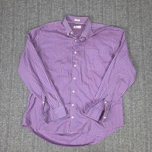 Peter Millar Silk Blend Shirt Men XL Gingham Long Sleeve Casual Golf